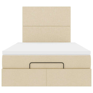 Struttura Letto Pouf con Materasso Crema 120x190 cm in Tessuto 3313911