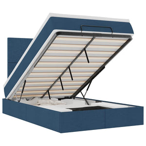 Struttura Letto Pouf con Materasso Blu 120x190 cm in Tessuto 3313912