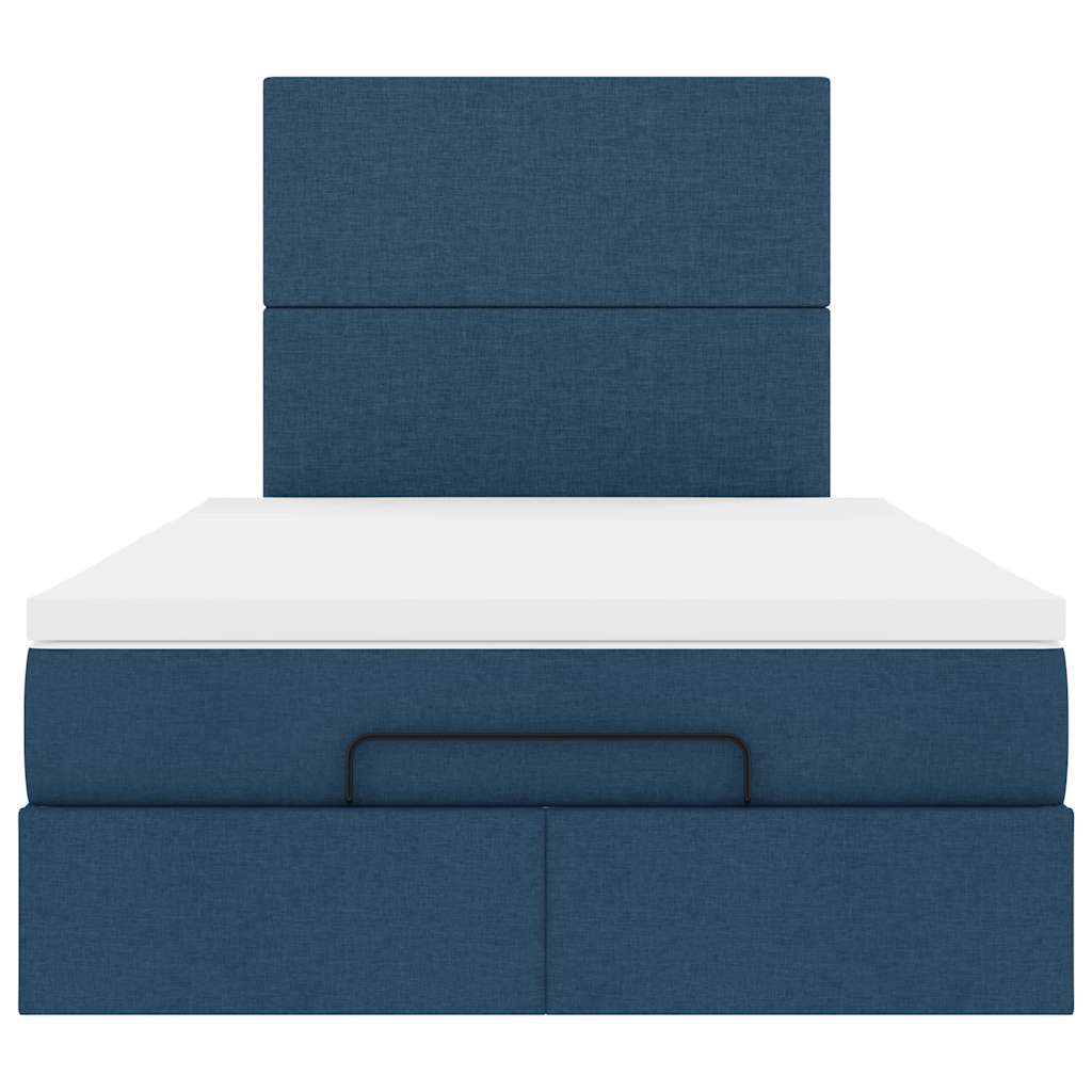 Struttura Letto Pouf con Materasso Blu 120x190 cm in Tessuto 3313912