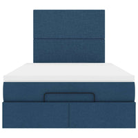 Struttura Letto Pouf con Materasso Blu 120x190 cm in Tessuto 3313912