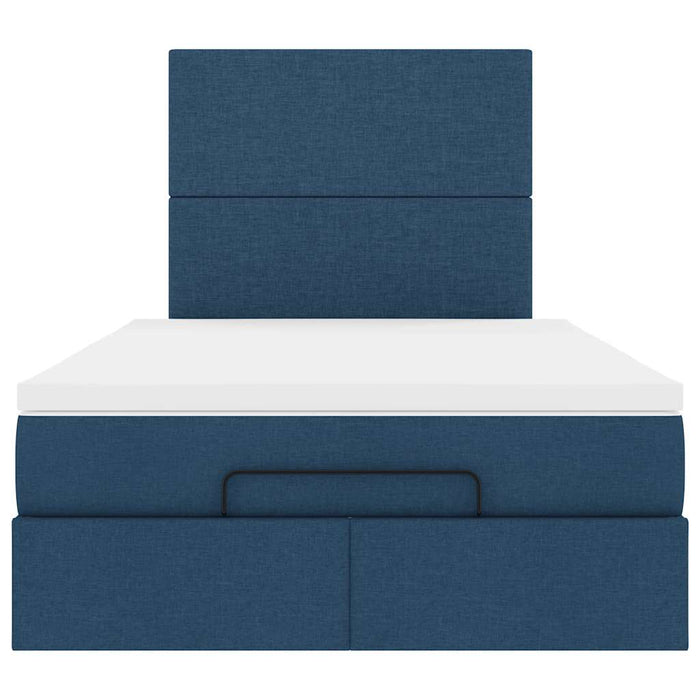Struttura Letto Pouf con Materasso Blu 120x190 cm in Tessuto 3313912