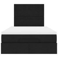 vidaXL Struttura Letto Pouf con Materasso Nero 120x200 cm in Tessuto