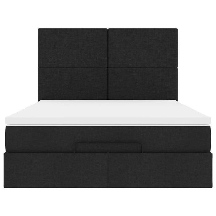 vidaXL Struttura Letto Pouf con Materasso Nero 140x190 cm in Tessuto