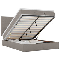 Struttura Letto Pouf con Materasso Tortora 140x190 cm Tessuto 3313924