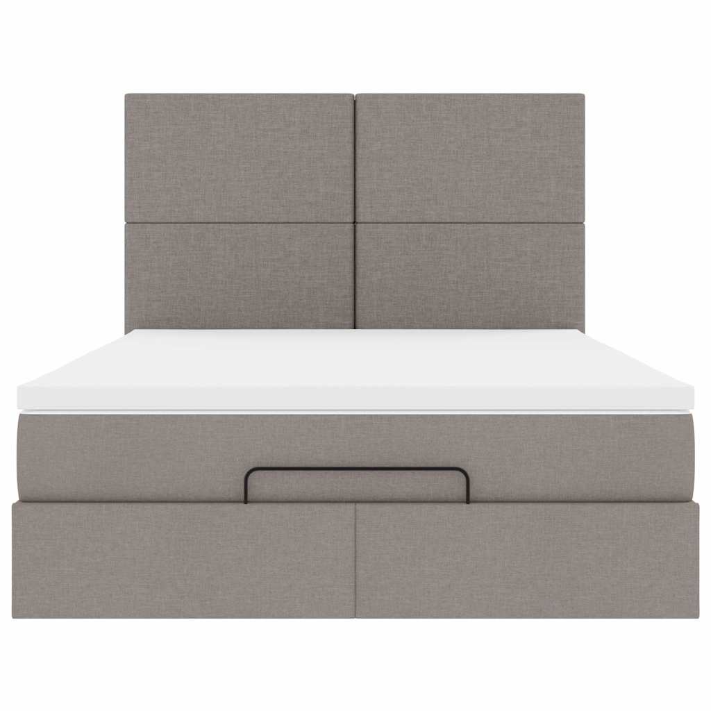 Struttura Letto Pouf con Materasso Tortora 140x190 cm Tessuto 3313924
