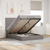 Struttura Letto Pouf con Materasso Tortora 140x190 cm Tessuto 3313924