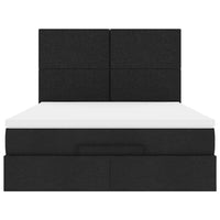 Struttura Letto Pouf con Materasso Nero 140x200 cm in Tessuto 3313929
