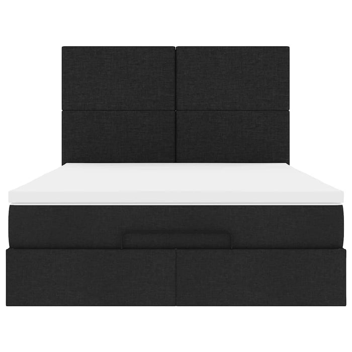 Struttura Letto Pouf con Materasso Nero 140x200 cm in Tessuto 3313929