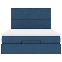 Struttura Letto Pouf con Materasso Blu 140x200cm in Tessuto 3313933