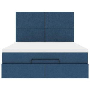 Struttura Letto Pouf con Materasso Blu 140x200cm in Tessuto 3313933
