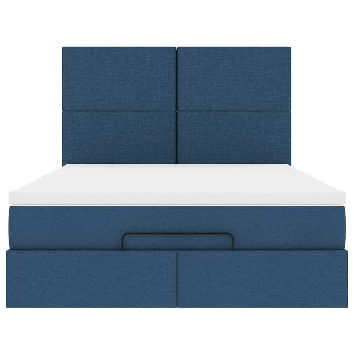 Struttura Letto Pouf con Materasso Blu 140x200cm in Tessuto 3313933