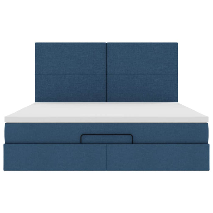 Struttura Letto Pouf con Materasso Blu 180x200cm in Tessuto 3313947