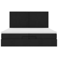 Struttura Letto Pouf con Materassi Nero 200x200 cm in Tessuto 3313950