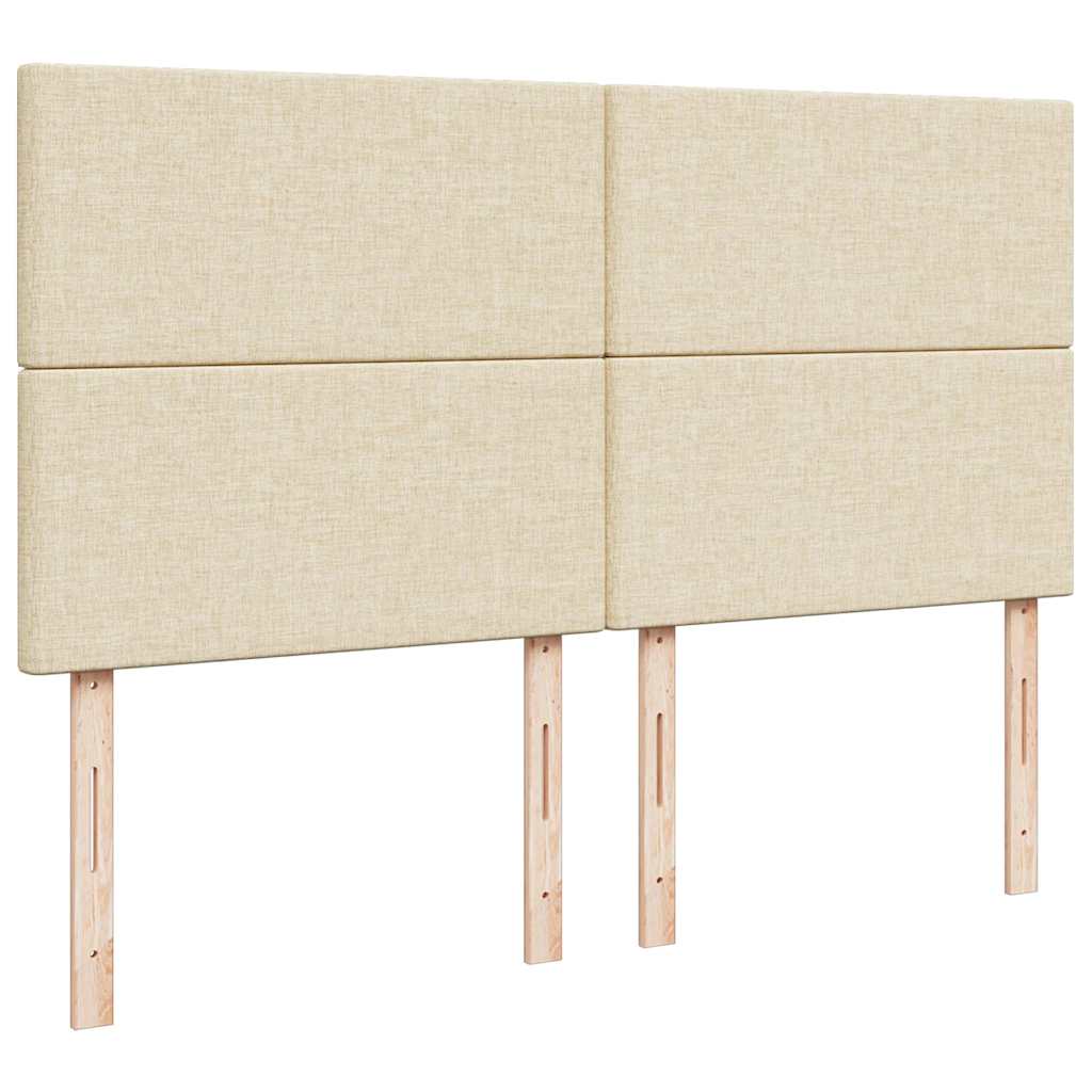 Struttura Letto Pouf con Materassi Crema 200x200 cm in Tessuto 3313953