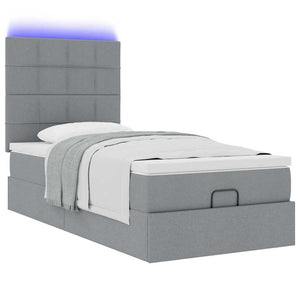vidaXL Pouf Letto con Materasso e LED Grigio Chiaro 80x200cm Tessuto