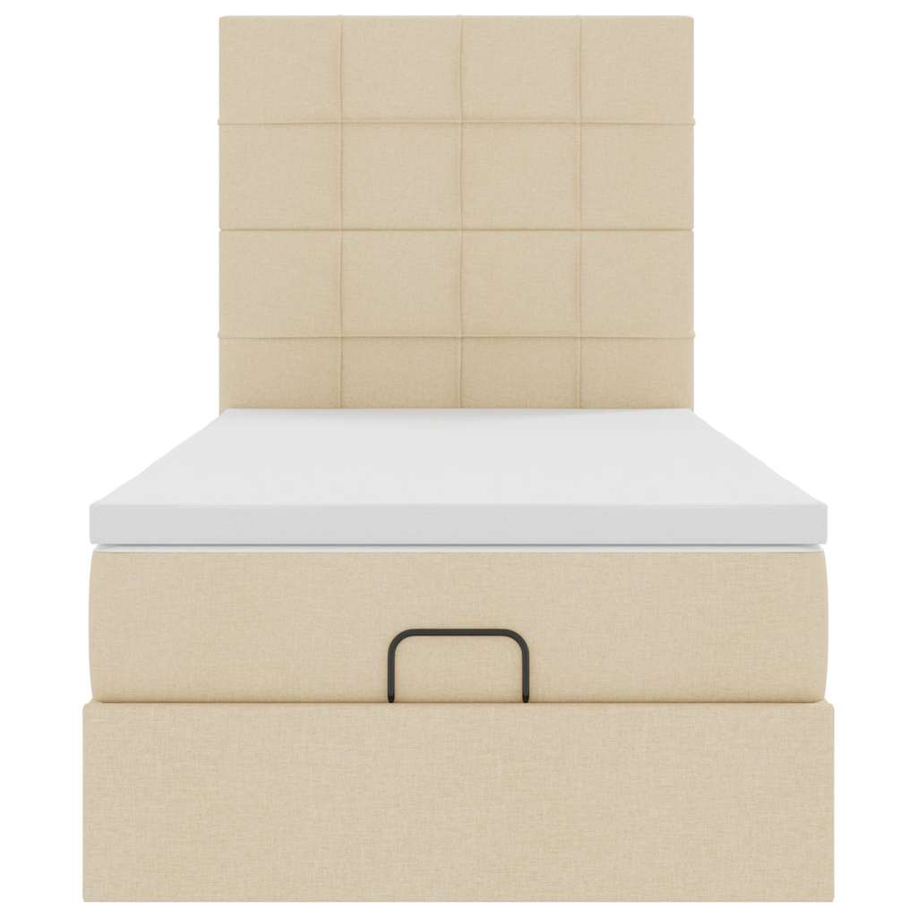 Struttura Letto Pouf con Materasso Crema 80x200 cm in Tessuto 3313966