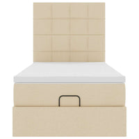 Struttura Letto Pouf con Materasso Crema 80x200 cm in Tessuto 3313966