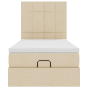 Struttura Letto Pouf con Materasso Crema 80x200 cm in Tessuto 3313966