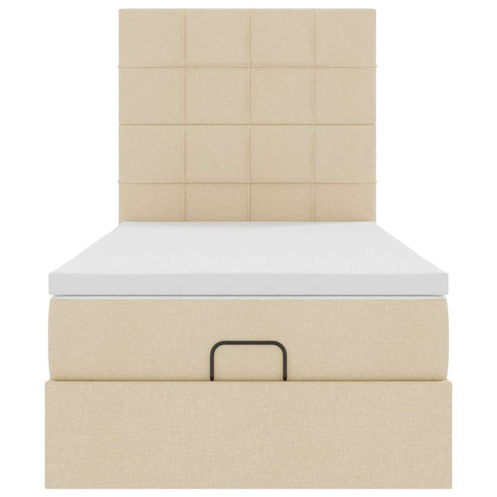 vidaXL Struttura Letto Pouf con Materasso Crema 80x200 cm in Tessuto