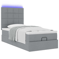 vidaXL Pouf Letto con Materasso e LED Grigio Chiaro 90x200 cm Tessuto