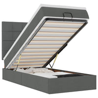 vidaXL Pouf Letto con Materasso e LED Grigio Scuro 90x200 cm Tessuto