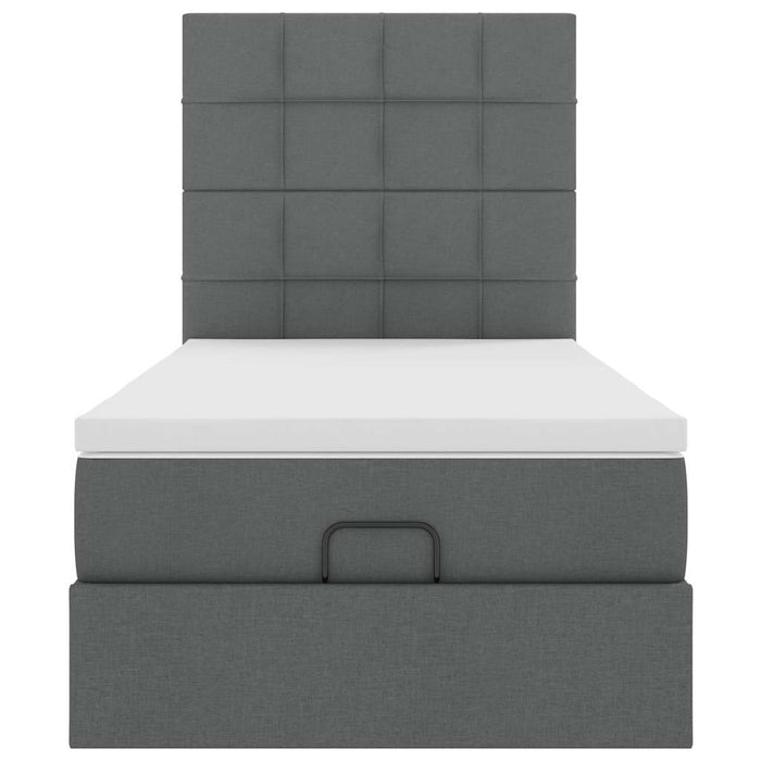 vidaXL Pouf Letto con Materasso e LED Grigio Scuro 90x200 cm Tessuto