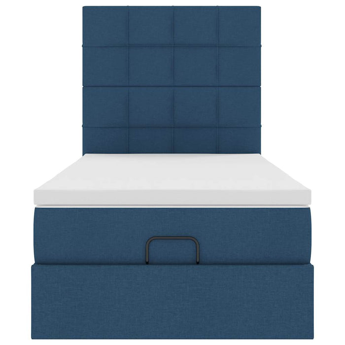 vidaXL Pouf Letto con Materasso e LED Blu 90x200 cm in Tessuto