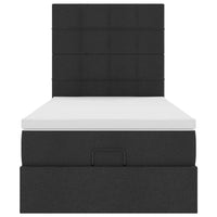 Struttura Letto Pouf con Materasso Nero 100x200 cm in Tessuto 3313984