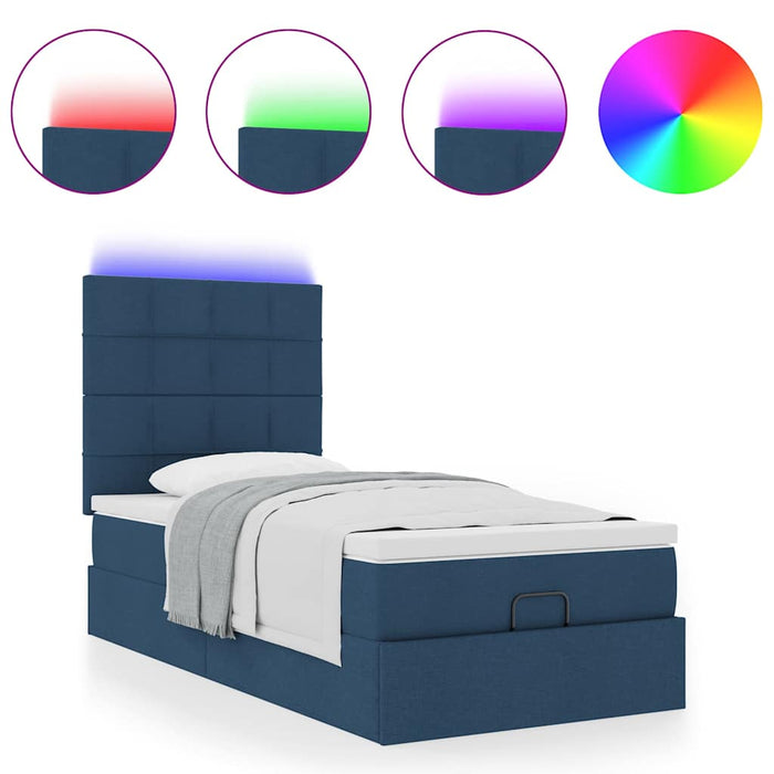 vidaXL Pouf Letto con Materasso e LED Blu 100x200 cm in Tessuto