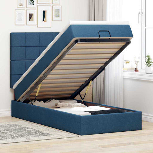 vidaXL Pouf Letto con Materasso e LED Blu 100x200 cm in Tessuto