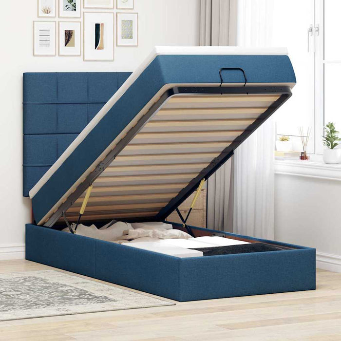 vidaXL Pouf Letto con Materasso e LED Blu 100x200 cm in Tessuto