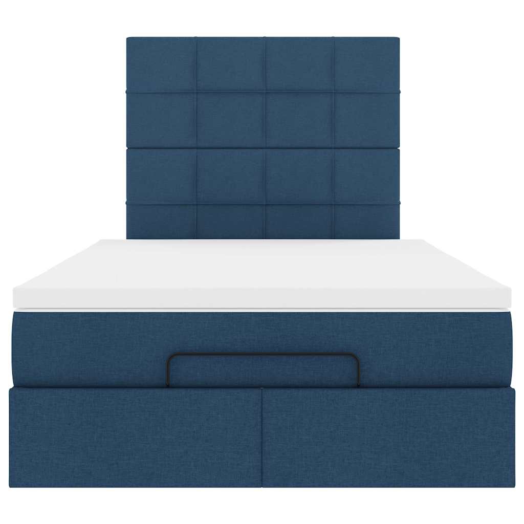 vidaXL Struttura Letto Pouf con Materasso Blu 120x200 cm in Tessuto