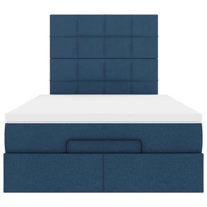 vidaXL Struttura Letto Pouf con Materasso Blu 120x200 cm in Tessuto