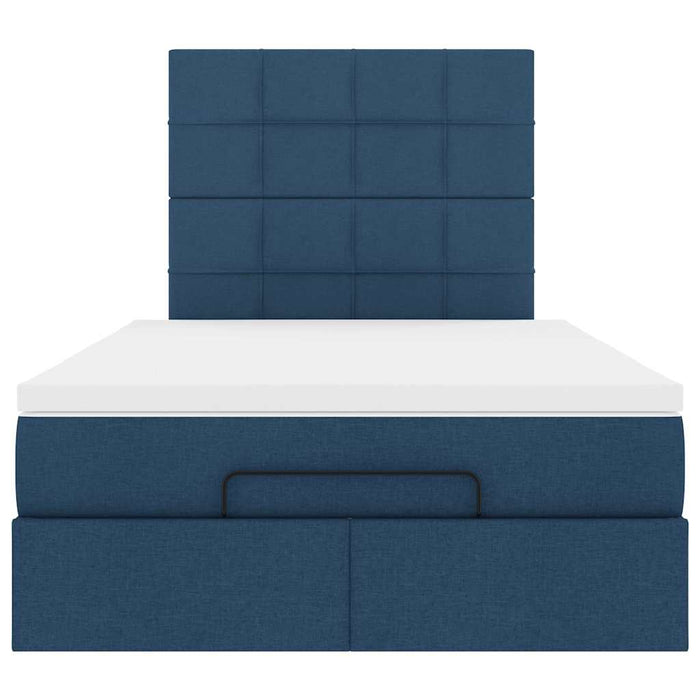 vidaXL Struttura Letto Pouf con Materasso Blu 120x200 cm in Tessuto