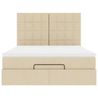 vidaXL Struttura Letto Pouf con Materasso Crema 140x200 cm in Tessuto