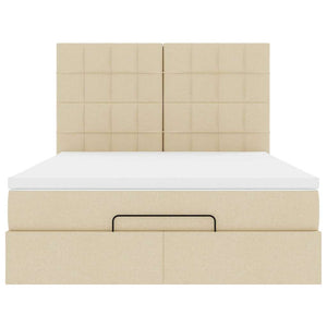 vidaXL Struttura Letto Pouf con Materasso Crema 140x200 cm in Tessuto