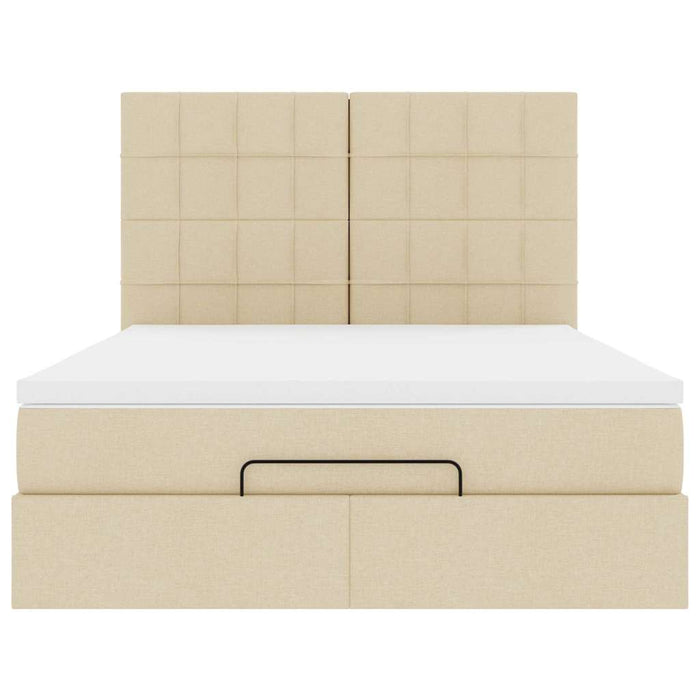 vidaXL Struttura Letto Pouf con Materasso Crema 140x200 cm in Tessuto