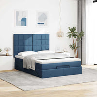 Struttura Letto Pouf con Materasso Blu 140x200cm in Tessuto 3314016
