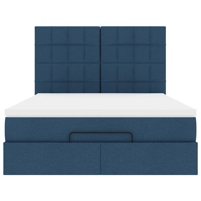 vidaXL Struttura Letto Pouf con Materasso Blu 140x200cm in Tessuto
