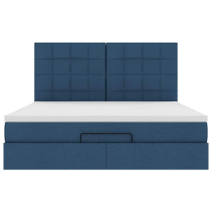 Struttura Letto Pouf con Materasso Blu 180x200cm in Tessuto