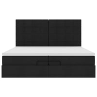 Struttura Letto Pouf con Materassi Nero 200x200 cm in Tessuto