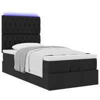 Pouf Letto con Materasso e LED Nero 80x200cm in Tessuto 3314046