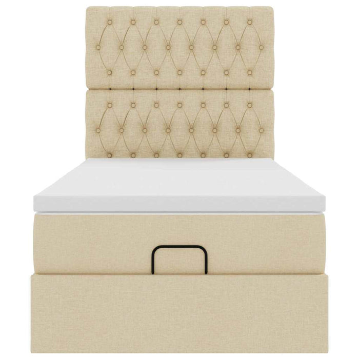 vidaXL Struttura Letto Pouf con Materasso Crema 90x190 cm in Tessuto