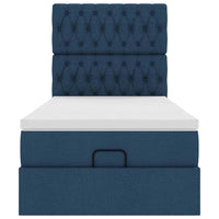 Struttura Letto Pouf con Materasso Blu 90x190 cm in Tessuto 3314057