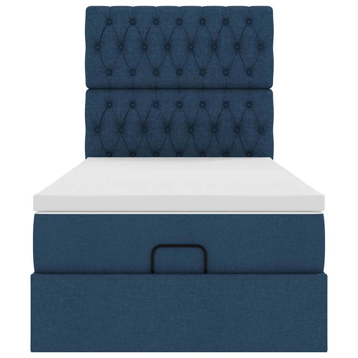 Struttura Letto Pouf con Materasso Blu 90x190 cm in Tessuto 3314057