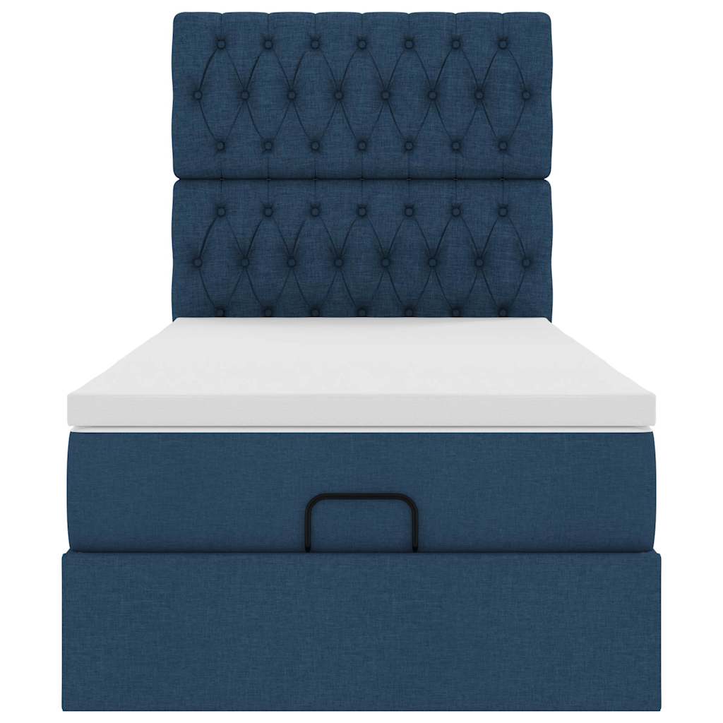 vidaXL Struttura Letto Pouf con Materasso Blu 90x190 cm in Tessuto