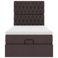Pouf Letto con Materasso e LED Marrone Scuro 90x200 cm Tessuto 3314061