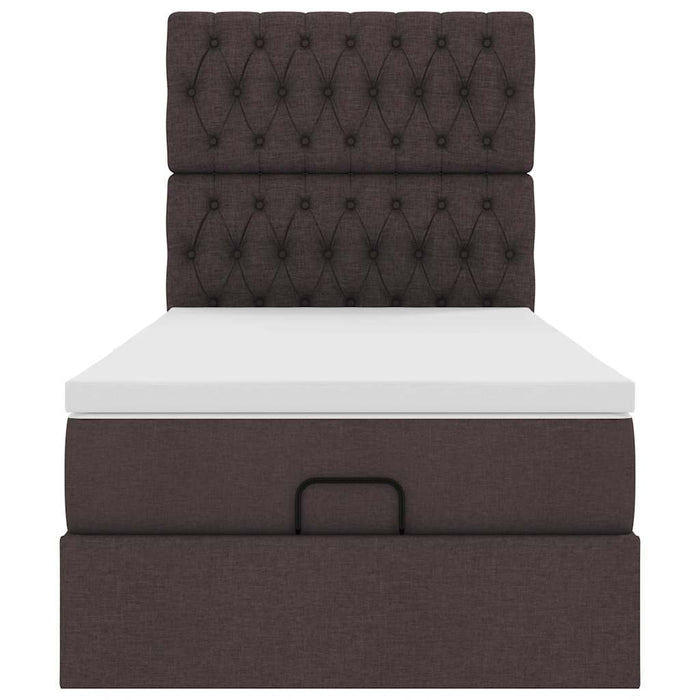 Pouf Letto con Materasso e LED Marrone Scuro 90x200 cm Tessuto 3314061