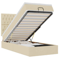 Struttura Letto Pouf con Materasso Crema 100x200 cm in Tessuto 3314070