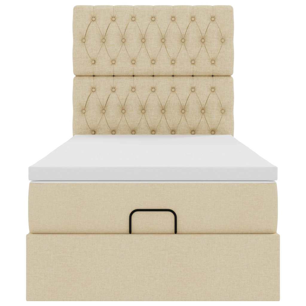 Struttura Letto Pouf con Materasso Crema 100x200 cm in Tessuto 3314070